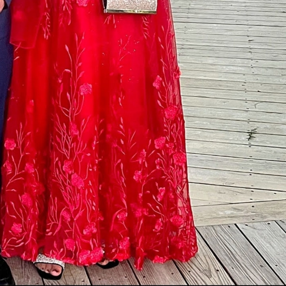 Red Rhinestone Embellished Dress - Picture 2 of 8